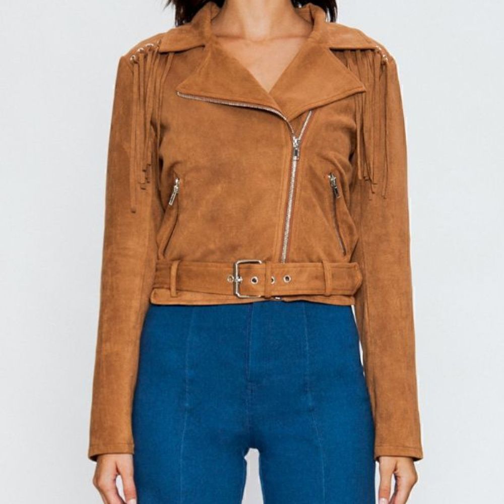 New Suede Grommet Fringe Jacket by Flying Tomato - Picture 6 of 8